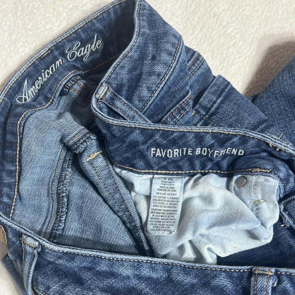 American Eagle Women's 12 Favorite Boyfriend Stretch Jeans Crazy Fade EUC